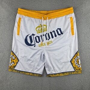 Corona Crooks & Castles Shorts Mens XL White Yellow Beer Drinking